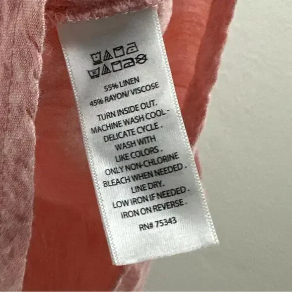 Cynthia Rowley Women’s Pink Linen Blend Blouse Size 2X - Picture 3 of 5